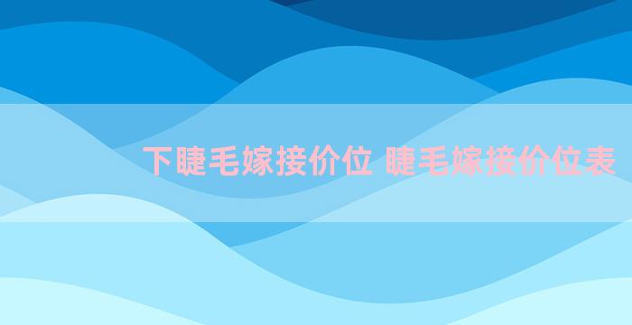 下睫毛嫁接价位 睫毛嫁接价位表